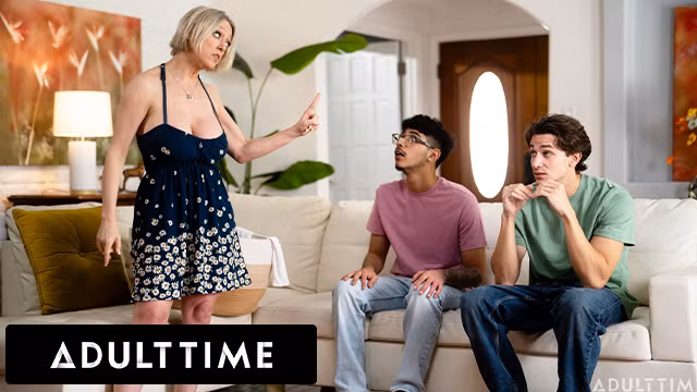ADULT TIME - Horny Stepbros Team Up To SPITROAST Exasperated Stacked Stepmom Dee Williams